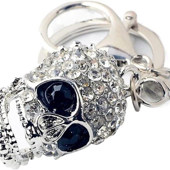 Skull Keychain,Diamond Keychain,Punk Style Rhinestone Key chains,Crystal Skull K - Picture 1 of 6